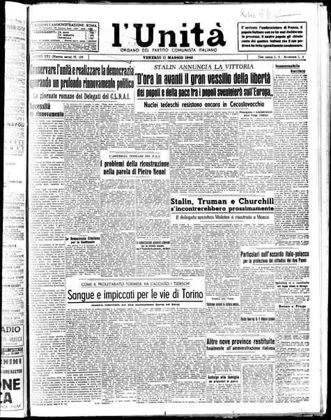 L'Unità : organo centrale del Partito comunista italiano